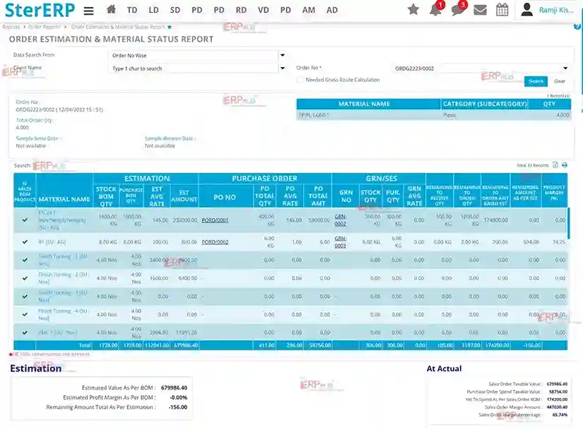 Order Estimation Report Image